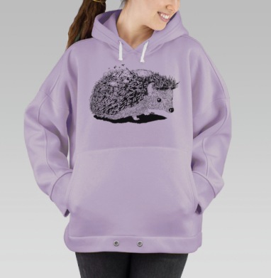 Еж с волшебным миром на спине – графическая иллюстрация, Hoodie Oversize Fiolet
