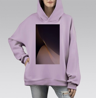 Абстрактные плавные линии баланс красоты нежности, Hoodie Mono Fiolet, оверсайз, утепленная