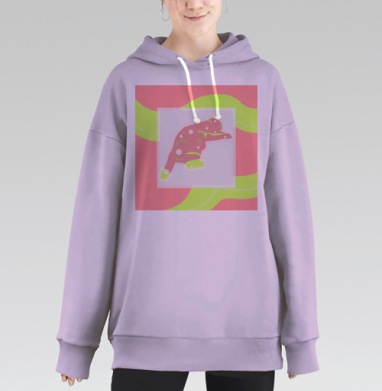 Абстрактный кот с пятнами на светлом фоне абстрактный котик, Hoodie Long Oversize Fiolet