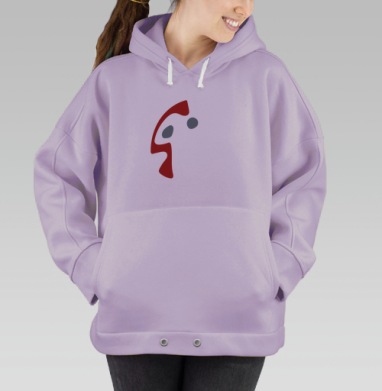 Абстрактный красный силуэт на черном с серыми акцентами черном фоне, Hoodie Oversize Fiolet