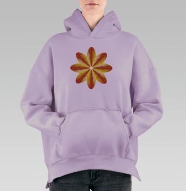 Абстрактный светящийся цветок из лучей на сером фоне, Hoodie Oversize Fiolet, утепленная