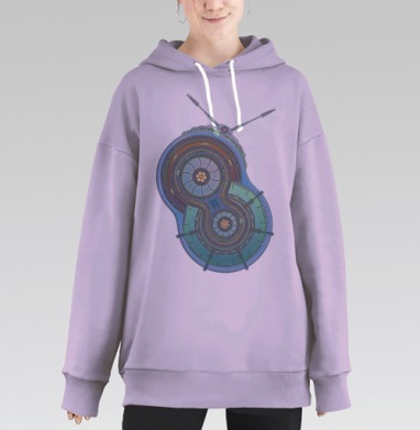 Alien Fm, Hoodie Long Oversize Fiolet