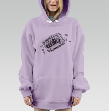 Аудиокассета в мультяшном стиле FEEL 80 Почувствуй 80-е, Hoodie Mjhigh Dig Mel, Fiolet, утепленная