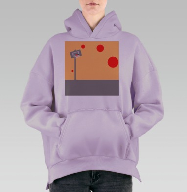 Баскетбольный мяч летит в корзину Баскетбол на, Hoodie Oversize Fiolet, утепленная