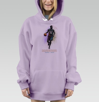 Баскетболист ведёт мяч динамичный момент Париж 2024, Hoodie Mjhigh Dig Mel, Fiolet, утепленная