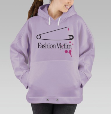 Белая английская булавка c розовыми пятнами Fashion Victim, Hoodie Oversize Fiolet