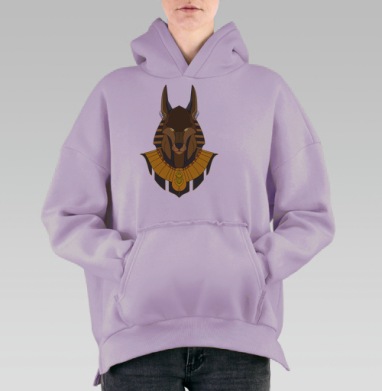 Бог Анубис в египетском наряде с собакой мордой, Hoodie Oversize Fiolet, утепленная