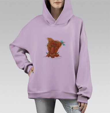 Большой носатый герой за чашкой чая большая носатый, Hoodie Mono Fiolet, оверсайз, утепленная