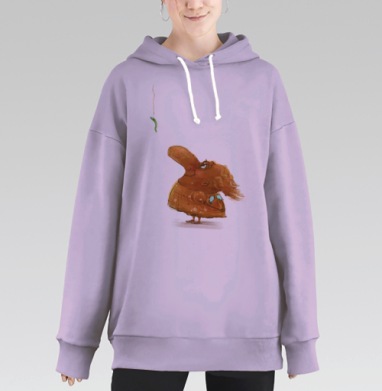Человек Вглядывается В Зеленую Гусеницу, Hoodie Long Oversize Fiolet