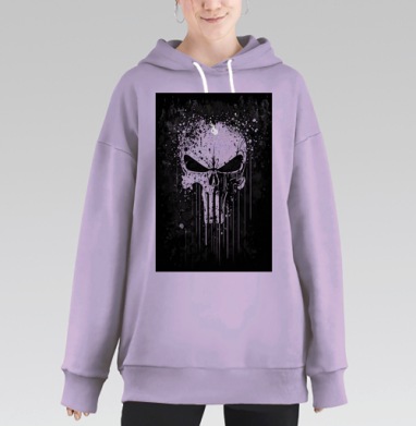Череп агрессия мрачность краска распад, Hoodie Long Oversize Fiolet