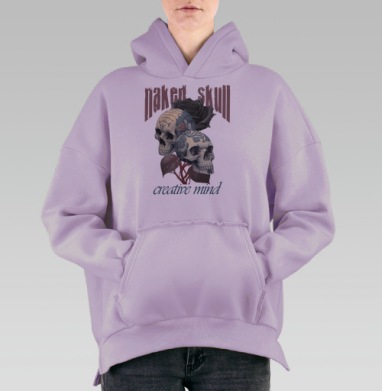 Черепы с розой символ вечной любви creative mind, Hoodie Oversize Fiolet, утепленная