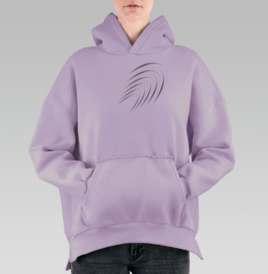 Черно-белая динамическая комета в точках, Hoodie Oversize Fiolet, утепленная