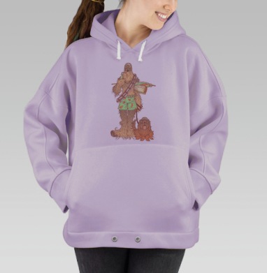Йети в шортах с арбузами и собака в очках, Hoodie Oversize Fiolet