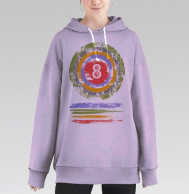 Цифра Восемь с Японским Иероглифом на Кругах, Hoodie Long Oversize Fiolet