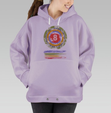 Цифра Восемь с Японским Иероглифом на Кругах, Hoodie Oversize Fiolet
