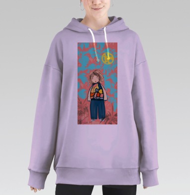 Цветная фигура ребёнка с надписью каждый день новая я, Hoodie Long Oversize Fiolet