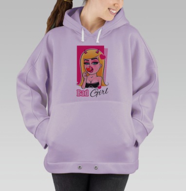 Дерзкая девушка с леденцом и рогами Bad Girl, Hoodie Oversize Fiolet