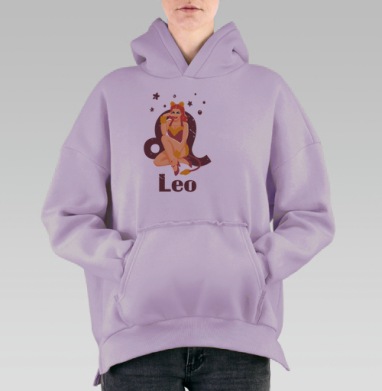 Девушка Лев Знак Зодиака Векторный на сером фоне, Hoodie Oversize Fiolet, утепленная