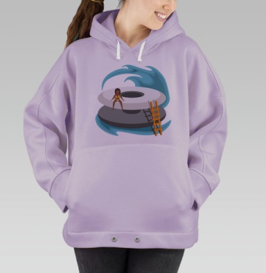 Девушка на надувных кругах у волн Девушка на надувных кругах у волн, Hoodie Oversize Fiolet