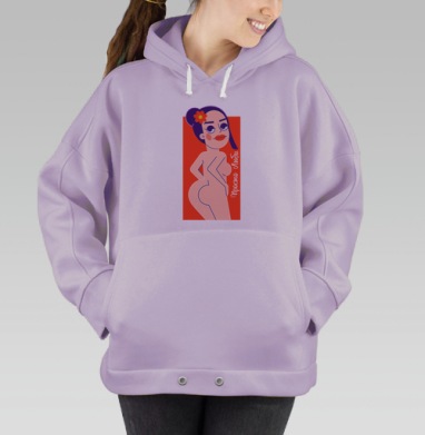Девушка в профиль с надписью просто люблю яркие цвета красный, Hoodie Oversize Fiolet