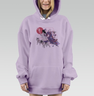 Сюрреалистичная картина с женщиной и грибным ростом, Hoodie Mjhigh Dig Mel, Fiolet, утепленная