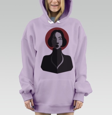 Дуалистичное лицо женщины с красным ореолом красным ореолом, Hoodie Mjhigh Dig Mel, Fiolet, утепленная
