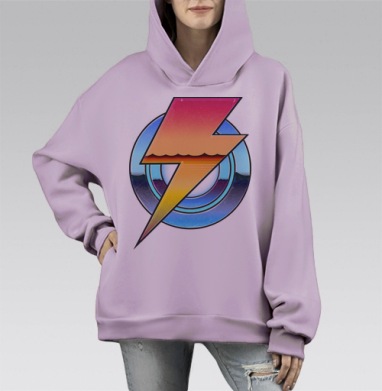 Энергия Молнии Кирпичный Закат Синие Круги, Hoodie Mono Fiolet, оверсайз, утепленная