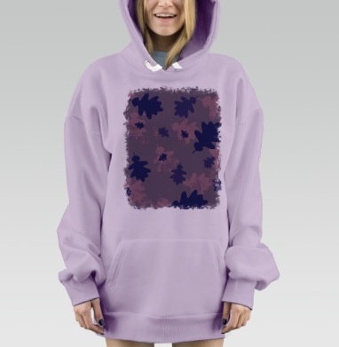 Фиолетовые листья падают осень листьями осенними, Hoodie Mjhigh Dig Mel, Fiolet, утепленная