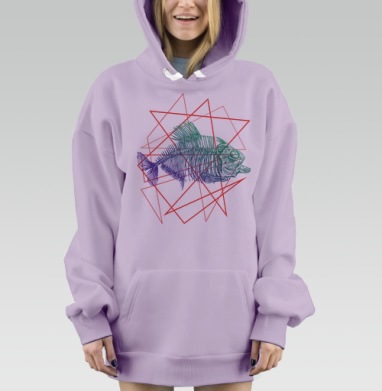 Fish, Hoodie Mjhigh Dig Mel, Fiolet, утепленная