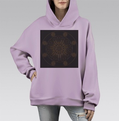 Гармоничная мандала спокойствия с изящной линией в центре, Hoodie Mono Fiolet, оверсайз, утепленная