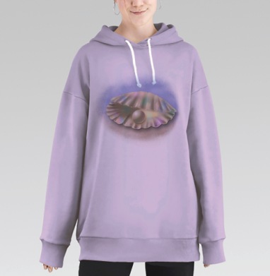 Жемчужина в ракушке нежные перламутровые тона жемчужина в ракушке, Hoodie Long Oversize Fiolet