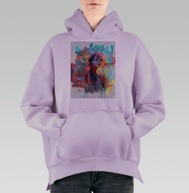 Женский портрет с тремя глазами глубокое восприятие мира, Hoodie Oversize Fiolet, утепленная