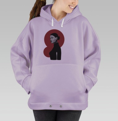 Женский профиль с бордовым кругом в минимализме, Hoodie Oversize Fiolet