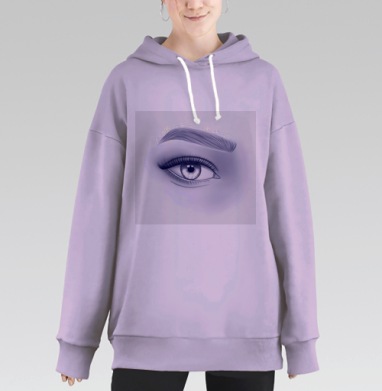 Женский взгляд с глубокой выразительностью на синем фоне, Hoodie Long Oversize Fiolet