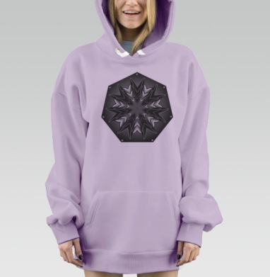 Геометрическая мандала в монохромной гамме с динамикой и покоем, Hoodie Mjhigh Dig Mel, Fiolet, утепленная