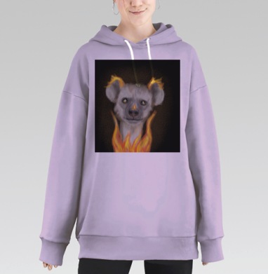 Животное с огненной аурой и светящимися глазами, Hoodie Long Oversize Fiolet