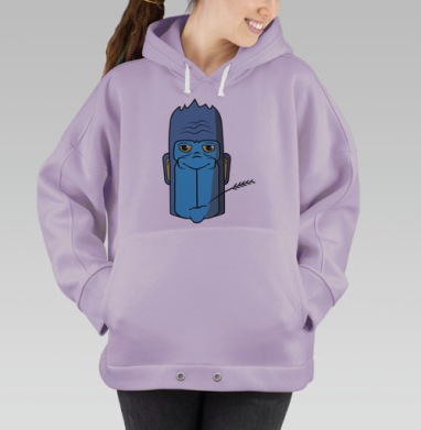 Голубая голова гориллы с травинкой во рту, Hoodie Oversize Fiolet