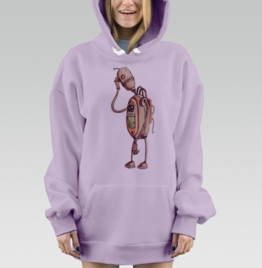 Грустный робот, Hoodie Mjhigh Dig Mel, Fiolet, утепленная