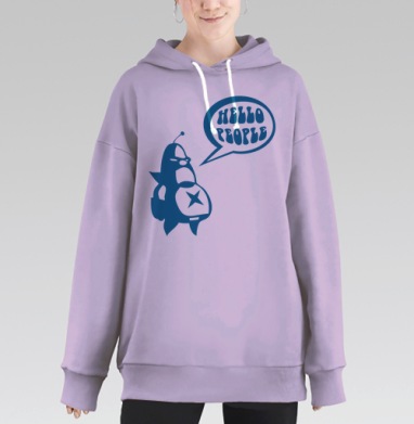 Hello people, Hoodie Long Oversize Fiolet