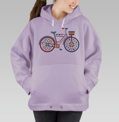 Яркий декоративный велосипед в стиле пиксель-арт, Hoodie Oversize Fiolet