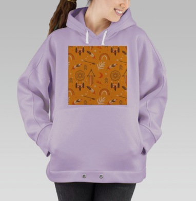 Индейский паттерн с ловцами снов и стрелами для детской комнаты, Hoodie Oversize Fiolet