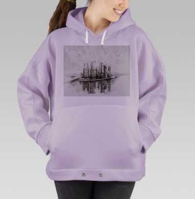 Индустриальный завод дымящий над водой действия на природе, Hoodie Oversize Fiolet
