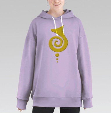 Яркий желтый абстрактный декор-спираль, Hoodie Long Oversize Fiolet