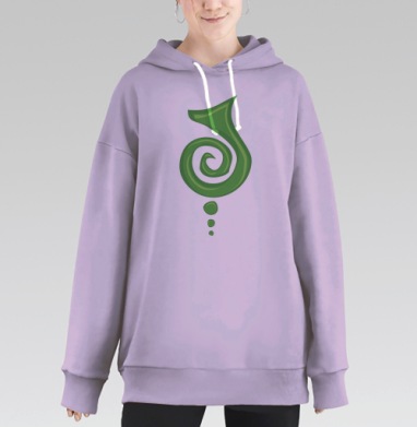 Экологичный зеленый спиральный символ с каплями, Hoodie Long Oversize Fiolet