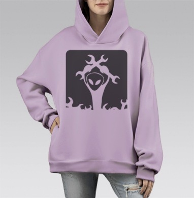 Инопланетянин с инструментами ремонтная тематика ключи, Hoodie Mono Fiolet, оверсайз, утепленная