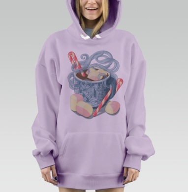Какао с зефирками, Hoodie Mjhigh Dig Mel, Fiolet, утепленная