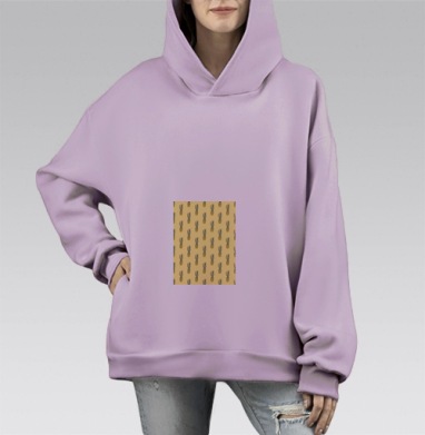 Кактус в желтом кашпо похожий на ананас яркий узор для интерьера, Hoodie Mono Fiolet, оверсайз, утепленная