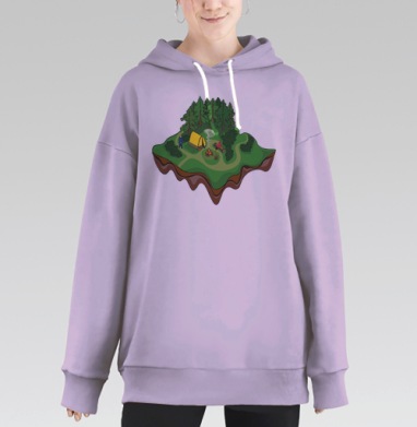 Кемпинг в лесу отдых и уют на природе, Hoodie Long Oversize Fiolet