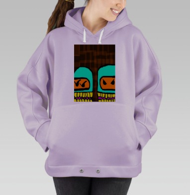 Конфликт в скафандрах бирюзовый оранжевый жёлтый розовый чёрный, Hoodie Oversize Fiolet