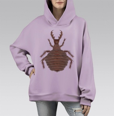 Коричневый муравьиный лев с острыми шипами насекомое живое, Hoodie Mono Fiolet, оверсайз, утепленная
